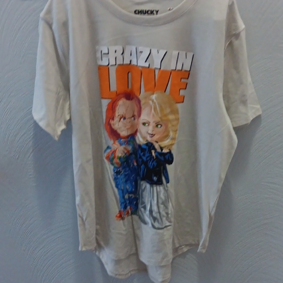 Chucky Tops - Chucky & Tiffany Crazy in Love Graphic Tee - White